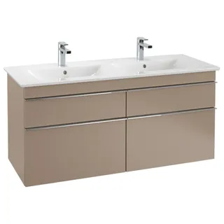 Villeroy & Boch Venticello Schrank-Doppelwaschtisch, 2 Hahnlöcher, mit Überlauf, 1300x500mm, 4111DL01, Farbe: Weiß