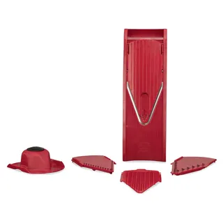 Börner V1 Gemüsehobel Starter Set, Kartoffelschneider Gurkenhobel Gemüseschneider Küchenreibe Pommesschneider Obstreibe Krauthobel, Farbe:Rot - Rot