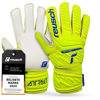 Reusch Attrakt Solid Junior Torwarthandschuhe|Für Kinder 5–16 Jahre|Stabiler Grip mit Solid Latex|Bequemer Sitz und Rundumbandage|Atmungsaktiv und robust|Für Training und Spiel