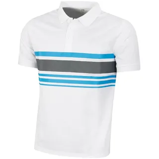 Island GREEN Herren Golf Poloshirt, gestreift, feuchtigkeitsableitend, flexibel, Weiß/Charcoal, XL