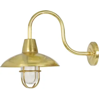 Licht-Erlebnisse Außenlampe Wand Maritim Messing Glas H: 37 cm IP64 E27 Leuchte Garten Laterne