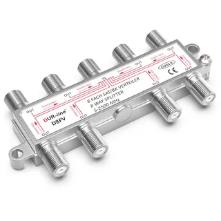Dur-Line SAT & BK-Verteiler - 8-Fach Splitter - voll geschirmt - Unicable & HD tauglich - für Sat-Anlagen DVB-S2 - BK, UKW, DC-Durchlass, TV Antennen