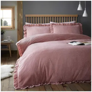 GC GAVENO CAVAILIA Teddy Pflegeleichtes, superweiches OCO Rüschen-Bettwäsche-Set, Polyester, Rose, King Size