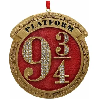 Harry Potter Weihnachtsbaumschmuck Plattform 9 3/4 als Geschenkidee - Rot, Gold, Schwarz