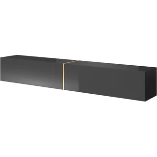 Selsey TV Schrank Board Sideboard Fernsehtisch Fernsehschrank 200 cm Hängend Schwarz Gold Bisira