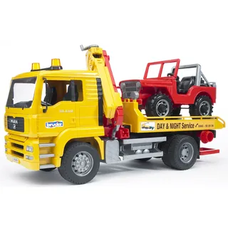 Bruder 02750 - MAN TGA Abschlepp LKW mit Geländewagen 1:16