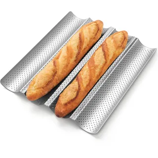 Visnreaen Baguette Backform Edelstahl - Baguetteblech mit Krustenzauber für knusprige Baguettes