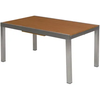 Gardenson Gartentisch , Naturfarben, Silberfarben , Metall, Kunststoff , rechteckig , eckig , 90x75x150 cm , ausziehbar , Gartenmöbel, Gartentische, Gartentische ausziehbar