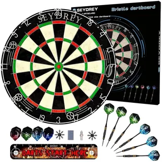 Turnart Dartscheibe Kork inkl. 6 Dartpfeile Metallspitze