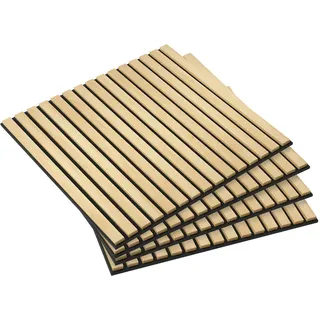 Homcom Akustikpaneele 4 Stück 60 x 60 cm 3D Wandpaneele, Akustikplatten für Wohnzimmer , Eiche Bianco , Holzwerkstoff , Eiche , 60x2.1x60 cm , Tapeten & Wandverkleidungen, Akustikpaneele