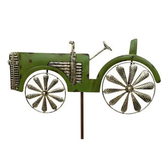 DanDiBo Ambiente DanDiBo Gartenstecker Metall Traktor XL 135 cm Trecker Grün 96005 Windspiel Windrad Wetterfest Gartendeko Garten Gartenstab Bodenstecker