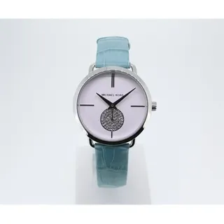 Michael Kors Damen Armbanduhr Portia Edelstahl Leder silber blau 37mm MK2720