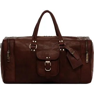 Große Weekender Sporttasche aus Vintage-Leder - Nachhaltige Reisetasche für Herren - Handgemacht