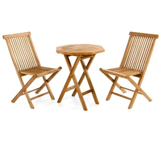 Garten-Essgruppe VCM "3-tlg. Sitzgruppe Garten Tisch Stuhl Holz Teak", braun, Obermaterial: 100% Sonstiges Material (Ananasfaser) AM_PF ., Sitzmöbel-Sets, Garten-Essgruppe