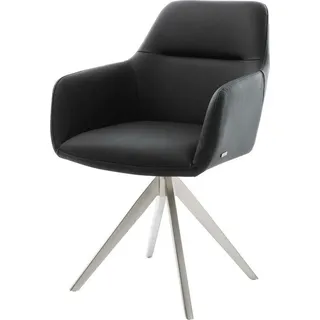 DeLife Pejo-Flex Echt-Leder Schwarz Kreuzgestell kantig Edelstahl Taschenfederkern