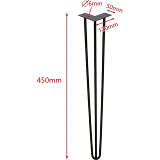 VINGO 4er Hairpin Legs Tischbeine Austauschbare Haarnadelbeine mit Bodenschoner und Schrauben, 45cm(18 zoll), fuer Esstisch, Couchtisch, TV-Schraenke, Schrank - Schwarz