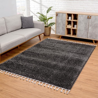 Carpet City Pulpy 100 Hochflorteppich 160 x 230 cm anthrazit