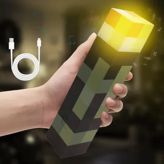 Wall Fackel Nachtlicht 28cm Craft Fackel Lampe mit Ton und Licht Flamme Nachahmen, Autochromatisch, USB Wiederaufladbar 3D Torch Lamp Nachttischlampe Kinder für Kinderzimmer Wohnzimmer Gaming Room
