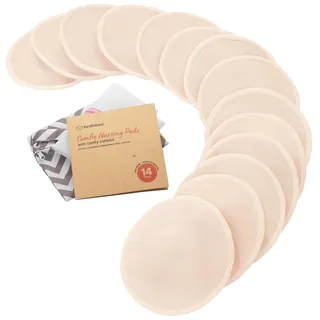 KeaBabies Bio Bambus Stilleinlagen - 14 Stilleinlagen Waschbar + Wäschebeutel - Wiederverwendbare Breast Pad für die Mutterschaft - Waschbar, Weich und Saugfähig (Bare Beige, L 12cm)