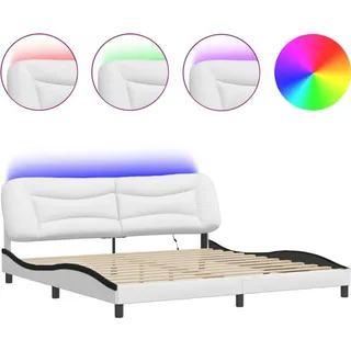vidaXL Bettgestell mit LED ohne Matratze "Hvar" Weiß und Schwarz 200x200 cm - Weiß