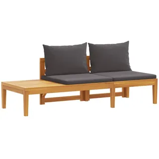 vidaXL Gartenbank mit Tisch und Dunkelgrau Kissen, 175/66/60 cm, aus massivem Akazienholz , Braun , Holz , 66x60x175 cm , Gartenmöbel, Loungemöbel, Gartensofas & Loungesofas