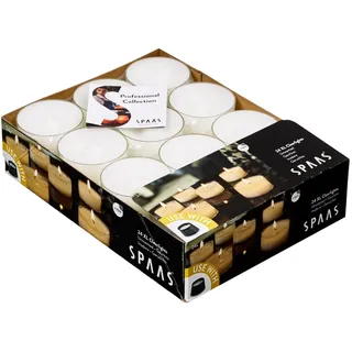SPAAS 24 Clearlights, Teelichter mit durchsichtigem Halter, ± 10 Stunden, ohne Duft - weiß