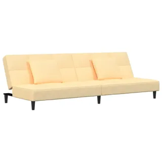 vidaXL Schlafsofa 2-Sitzer mit 2 Kissen Creme Samt - Creme