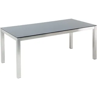 Beliani Gartentisch 180 x 90 x 76 cm Schwarz/Silber