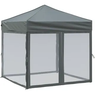 Pavillon Zelt Partyzelt Faltbar mit Seitenwänden Anthrazit 2x2 m, Gartenpavillon Stabil Gartenzelt für Strand Hochzeit Camping LH2A - Grau