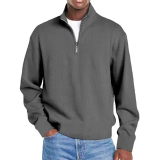 YGSIKY Pullover mit Viertelreißverschluss für Herren,Leichter Rollkragenpullover aus Baumwolle mit Langen Ärmeln,lässige Strickjacken mit schmaler Passform und Stehkragen,Strickpullover