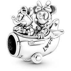 Bild DISNEY Charm "Mickey & Minnie im Flugzeug" silber 790108C00