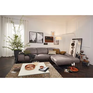 Musterring Wohnlandschaft "MR 2490 Ecksofa mit erstklassigem Sitzkomfort, Long-Life-Leder" Bronze-Fuß, Sitzhöhe 48cm, wahlweise mit Funktionen, Maße 342 x 207 cm, light grau, b
