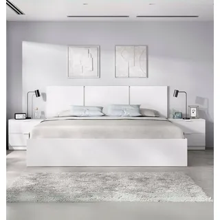 Dmora - Doppelbett Cuel, Struktur des Container-Betts, Sommier mit Verkleidung, Matratzenhalterstruktur, 259x195 h96 cm, Weiß