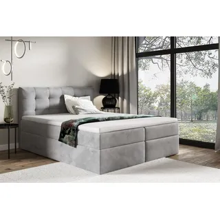 Fun Möbel Boxspringbett Schlafzimmerbett OVIEDO 200x220cm Stoff Fresh Grau