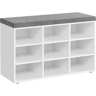 VASAGLE Schuhbank 30,3 x 78,5 x 48 cm wolkenweiß-Taubengrau gepolstert / grau-weiß