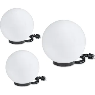 H4L Kugelleuchten 3er Set 20/20/30cm weiß E27 inkl. 3m Anschlußkabel Kugellampe Terrassenleuchte - Weiß