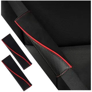 Adunsiaoto 2 Stück Leder Auto Sicherheit Sicherheitsgurt Abdeckung Pads, Auto Sicherheitsgurt Abdeckung Carbon Fiber Leder Schutz, Auto-Sicherheitsgurt-Pads(Unmarked)