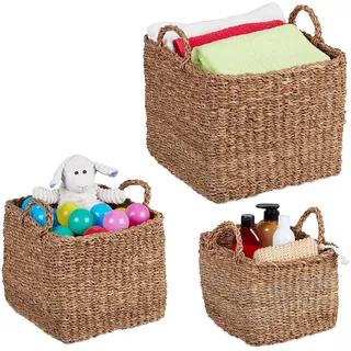Relaxdays Aufbewahrungskorb 3tlg. Set 35 x 40 x 36 cm Braun/Bronze