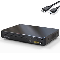 Kompakter DVD-Player für TV - Klein CD/DVD Player Codefree, mit HDMI (1080p HD Upscaling)/AV/Koaxial Ausgang, USB-Eingang & MIC-Ausgang, (mit HDMI-Kabel 1,5 m)