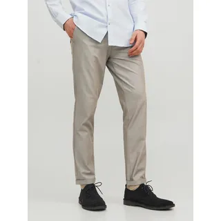 Chinohose JACK & JONES "MARCO – Chinohose mit Stretchanteil und Komfort", Herren, Gr. 33, Länge 36, beige, Web, Obermaterial: 68% Polyester, 29% Viskose, 3% Elasthan, unifarben, slim fit normal, Hosen Chinohose, modisch, slim fit, Web