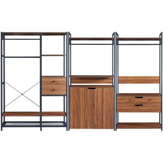 Garderobenständer 3er Set 'Larem' 4 Schubladen 1 Schrank - Dunkelbraun