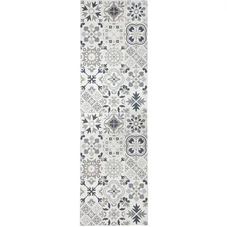 Tadi & Imperio1979 Hydraulischer Vinylteppich für Wohnzimmer, Flur, Küche und Teppich, Beige mit Blau, Gold und Orange.