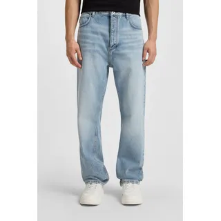 Loose-fit-Jeans HUGO "Nate", Herren, Gr. 32, Länge 34, blau (turquoise, aqua448), Denim/Jeans, Obermaterial: 100% Baumwolle, unifarben, loose fit lang, Jeans Loose-fit-Jeans, in heller Waschung
