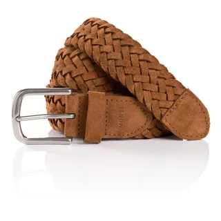 Ledergürtel MONTI "VANCOUVER", Herren, Gr. 85, braun (cognac), Obermaterial: 100% Rindsleder, Gürtel Ledergürtel, Flecht-Optik, matt, weich, handgefertigt