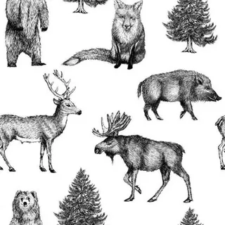 Vliestapete , Schwarz, Weiß , Kunststoff, Papier , Tier , 52x1000 cm , Made in Europe , Tapeten & Wandverkleidungen, Vliestapeten