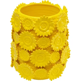 Kare Design Vase Sunflowers, Gelb, Deko Vase, Blumenvase, Sonnenblumen Motiv, Wohnzimmer, Flur, 30cm Höhe, 29x24x24