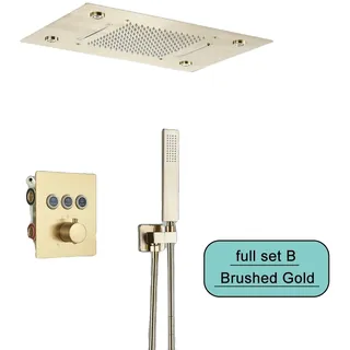 Regendusche Set, Edelstahl, manuelle Steuerung, Bürstet Gold Set B
