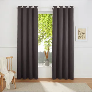 Vorhang OTTO HOME "SOLA" Gr. 2, grau (graphit), B:130cm H:175cm, Polyester, Polyester, Gardinen, Vorhang, blickdicht, Ösen-Aufhängung, wärmeabweisend,, 1er oder 2er Set, Topseller