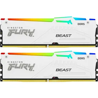 Kingston FURY Beast RGB 32GB Kit) DDR5-6000 CL30 DIMM (2 x 16GB, 6000 MHz, DDR5-RAM, DIMM), RAM, Weiss