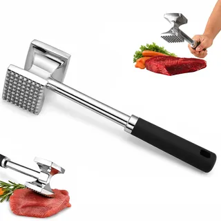 HETYYAEKQ Fleischhammer Edelstahl, 27 cm Doppelseitig Schnitzelklopfer | Fleischhämmer, Fleischklopfer Edelstahl Spülmaschinenfest, Antihaft Rindfleisch Steaker Fleischzartmacher, Fleischplattierer